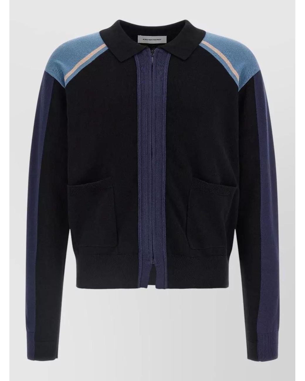 Kiko Kostadinov Blue Cotton Zip-Up Cardigan for men