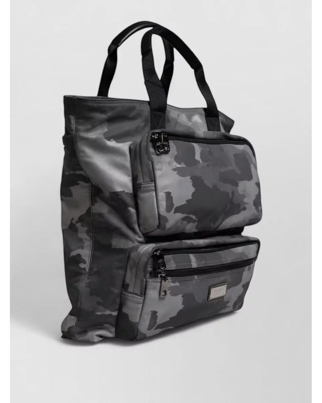Dolce & Gabbana Black Camouflage Cotton Shoulder Bag for men