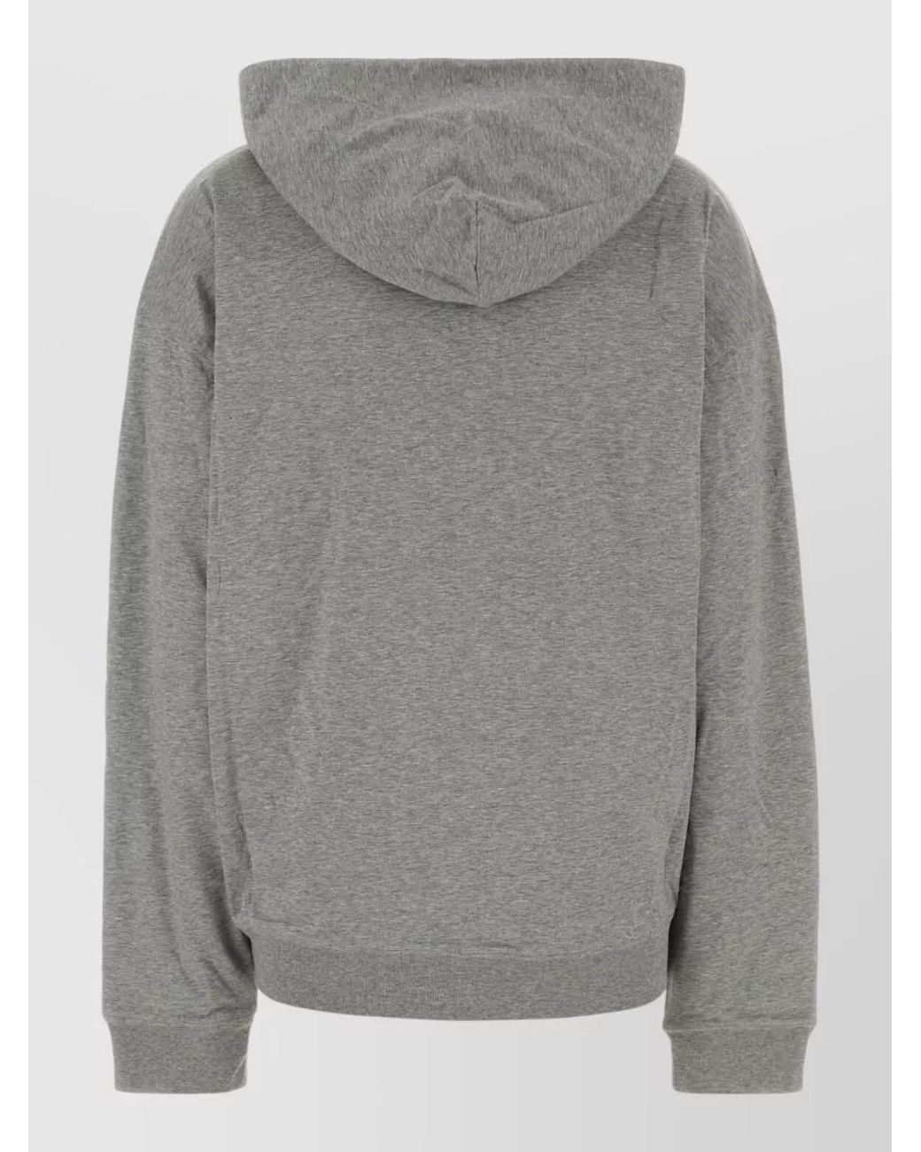 Miu Miu Gray Hooded Sweatshirt Long Sleeves Ribbed Trims