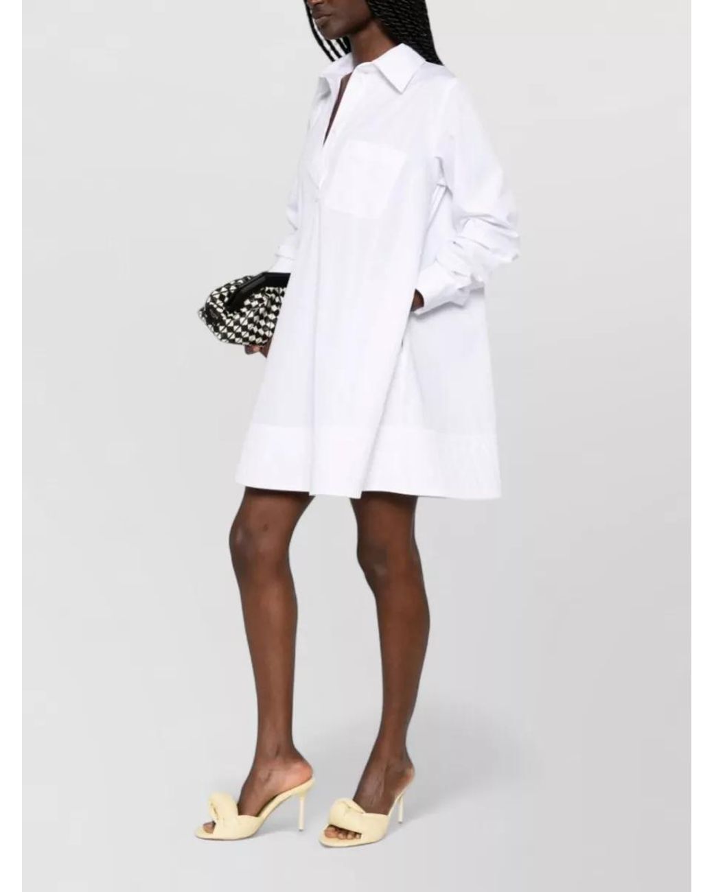 Stella McCartney White Cotton Long-Sleeve Mini Shirt Dress