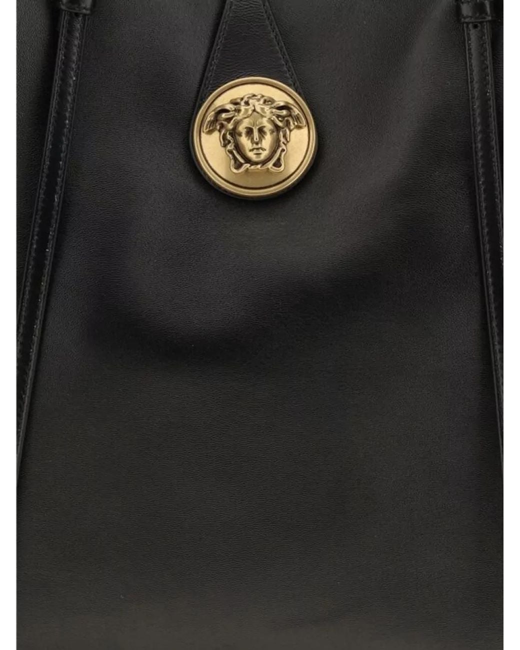 Versace Black La Medusa Lamb Leather Tote Bag