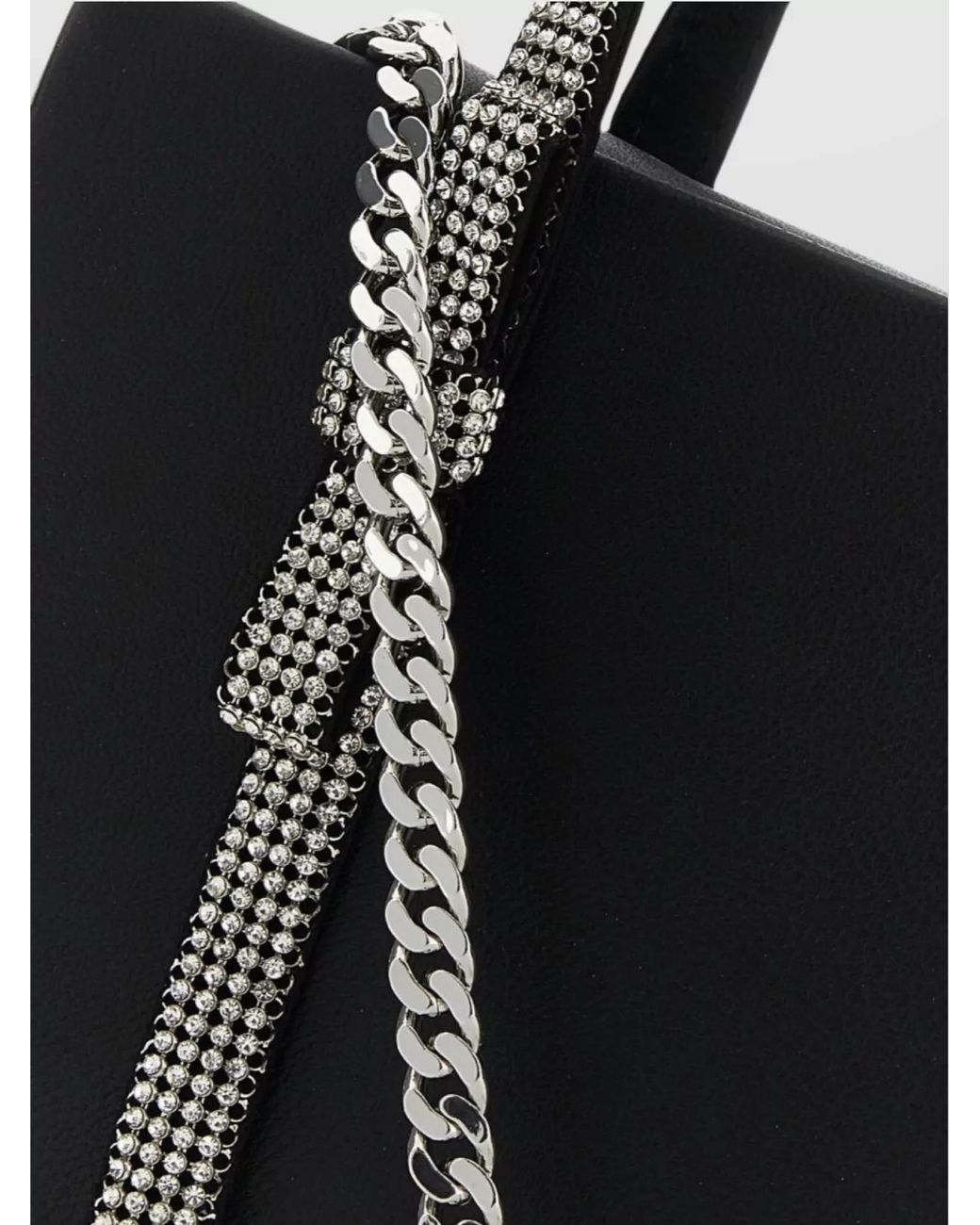 Kara Black Crystal Mesh Lamb Leather Tote Bag