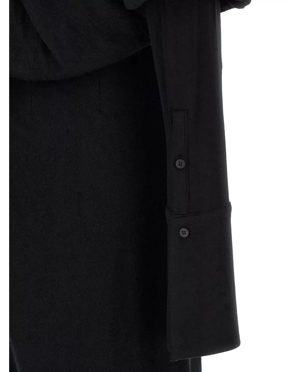 DARKPARK Black Wool Draped Cutout Maxi Dress