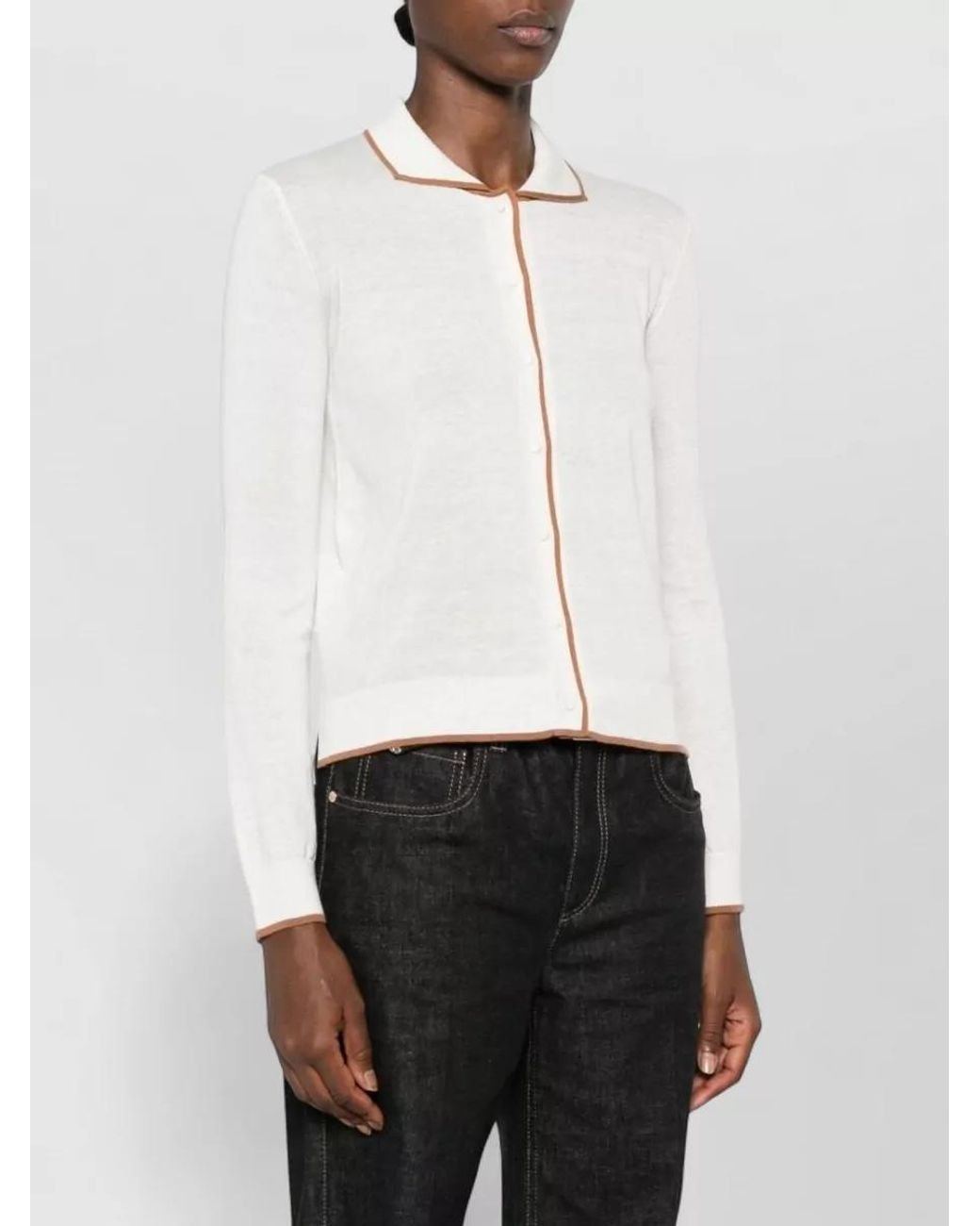 Max Mara White Silk Wool Cardigan