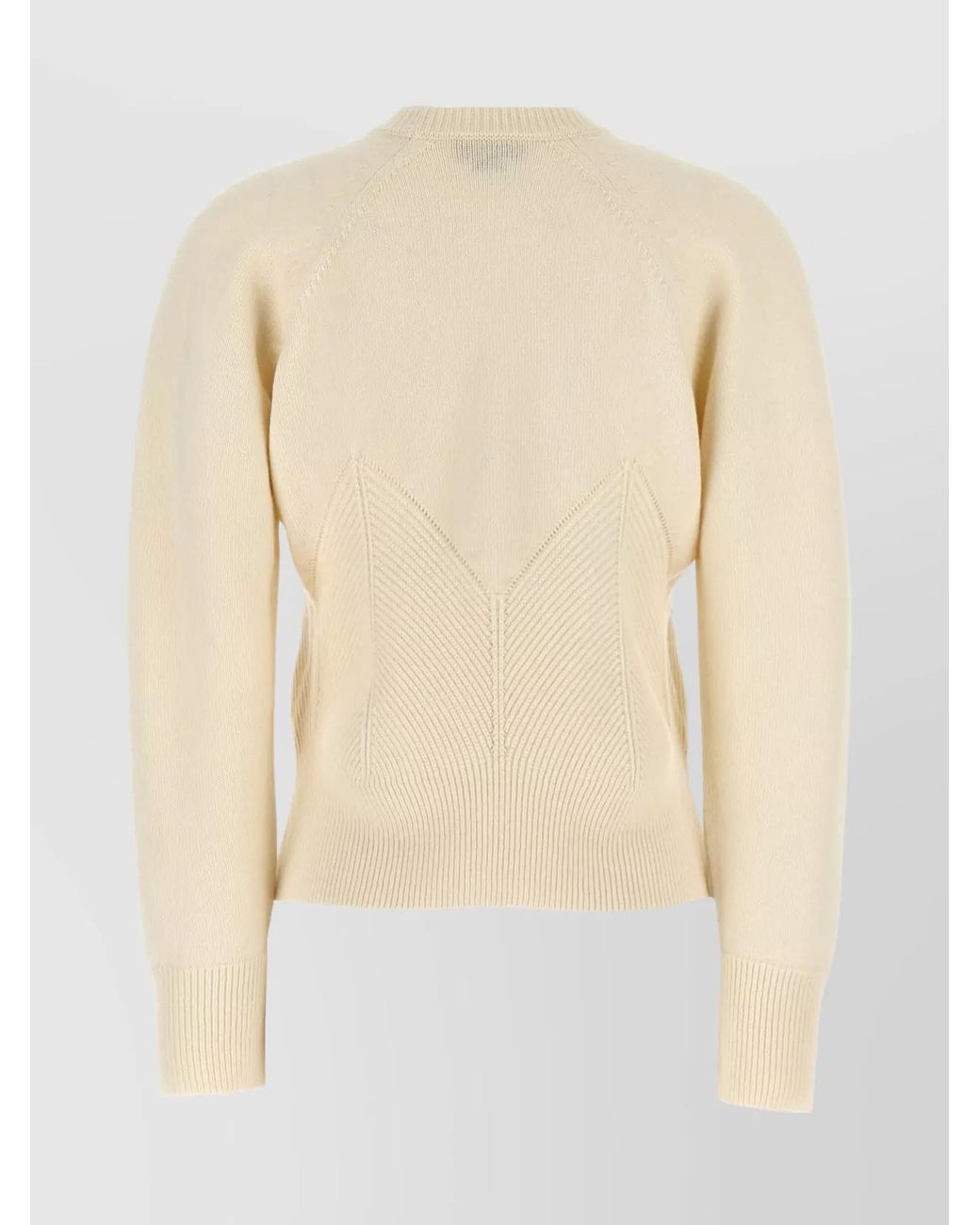 McQueen Natural Cashmere Wool Ribbed Crewneck Jumper