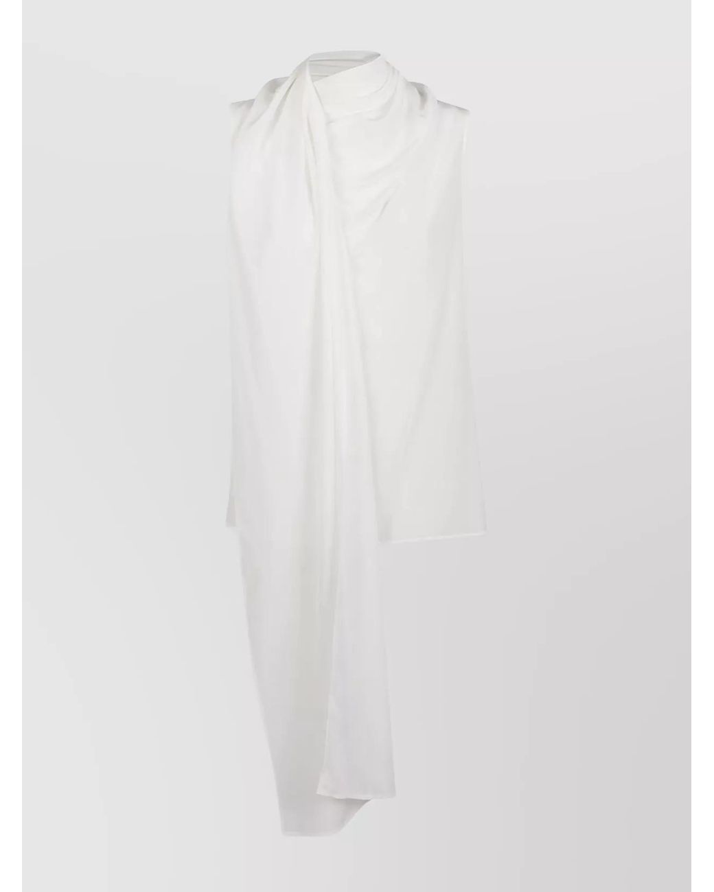 P.A.R.O.S.H. White Silk Cowl Neck Sleeveless Blouse
