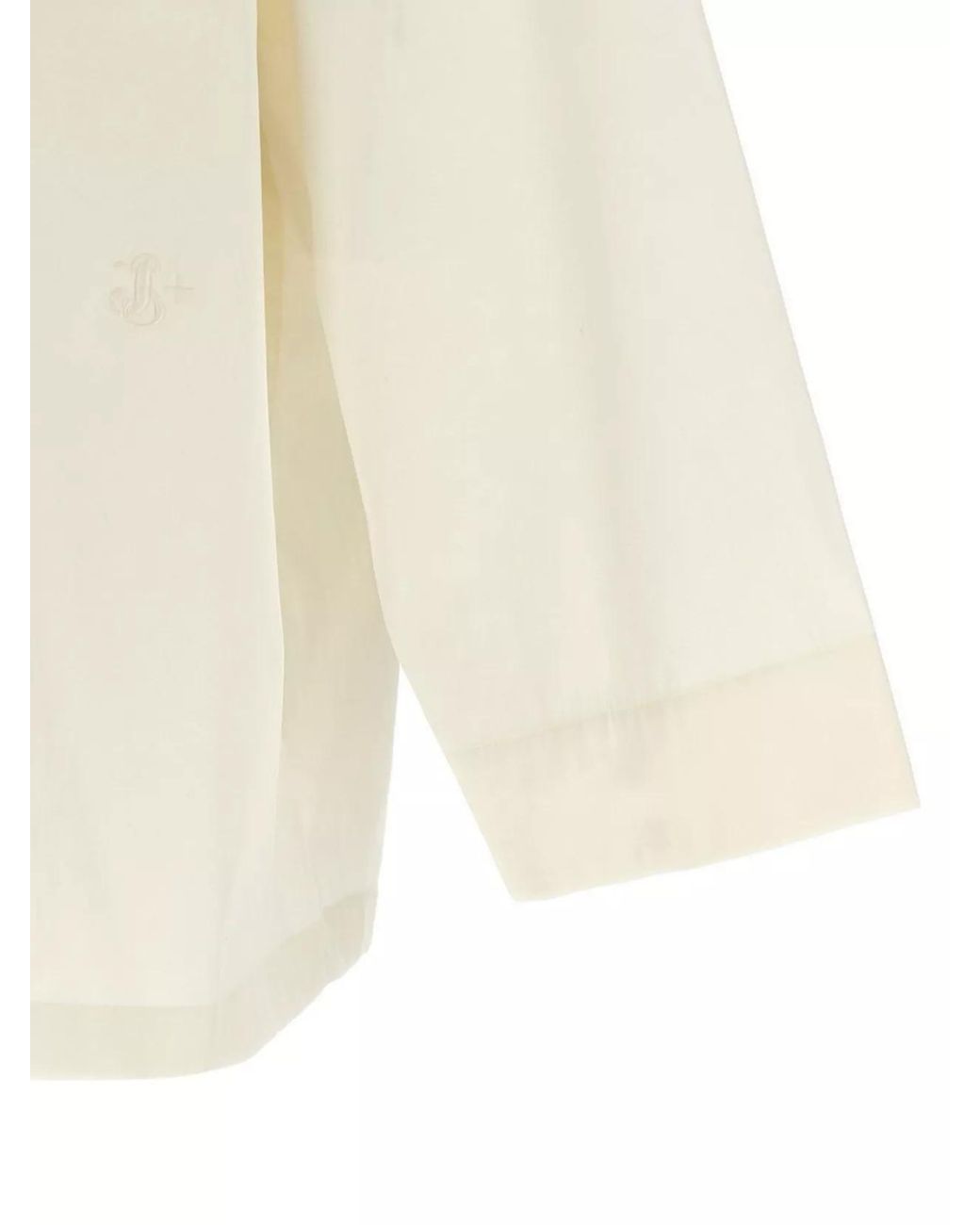 Jil Sander Natural Cotton Logo Embroidery Shirt for men