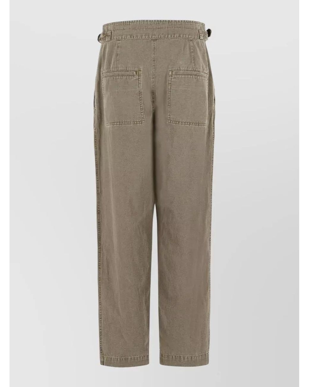 Isabel Marant Natural Cotton Linen Cropped Trousers