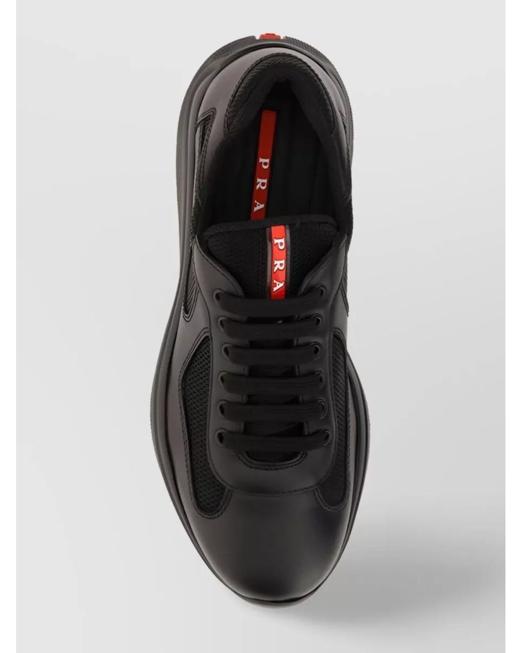 Prada Black Leather Low-Top Sneakers for men