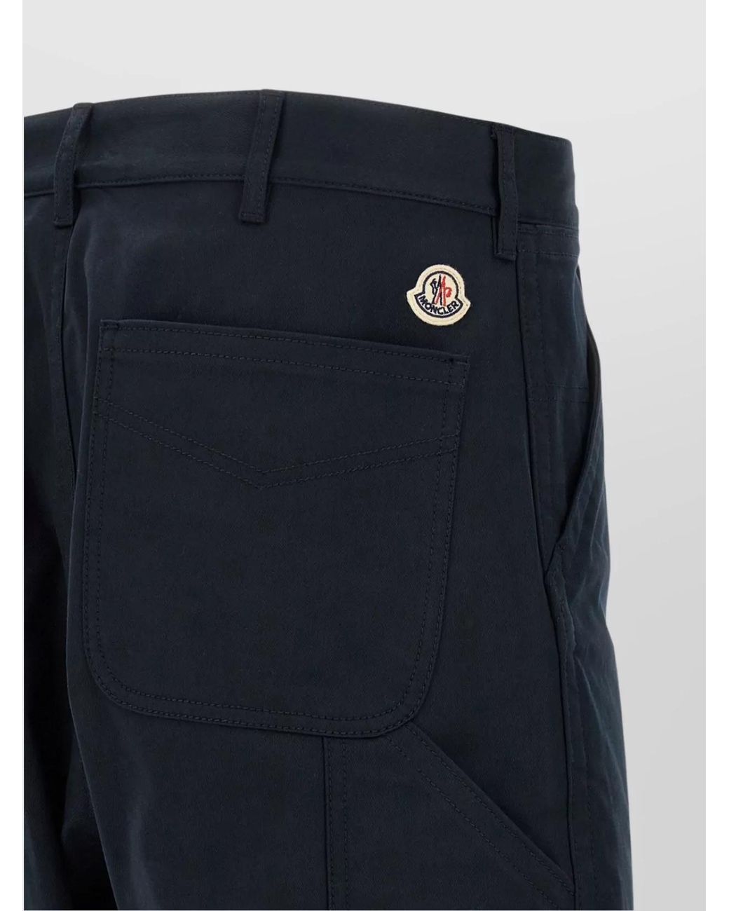 Moncler Blue Cotton Straight-Leg Trousers for men