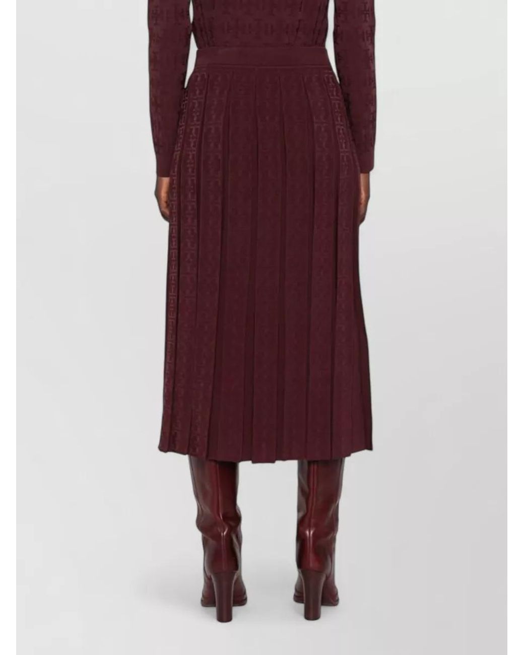 Tory Burch Purple Logo-Monogram Pleated Midi Skirt