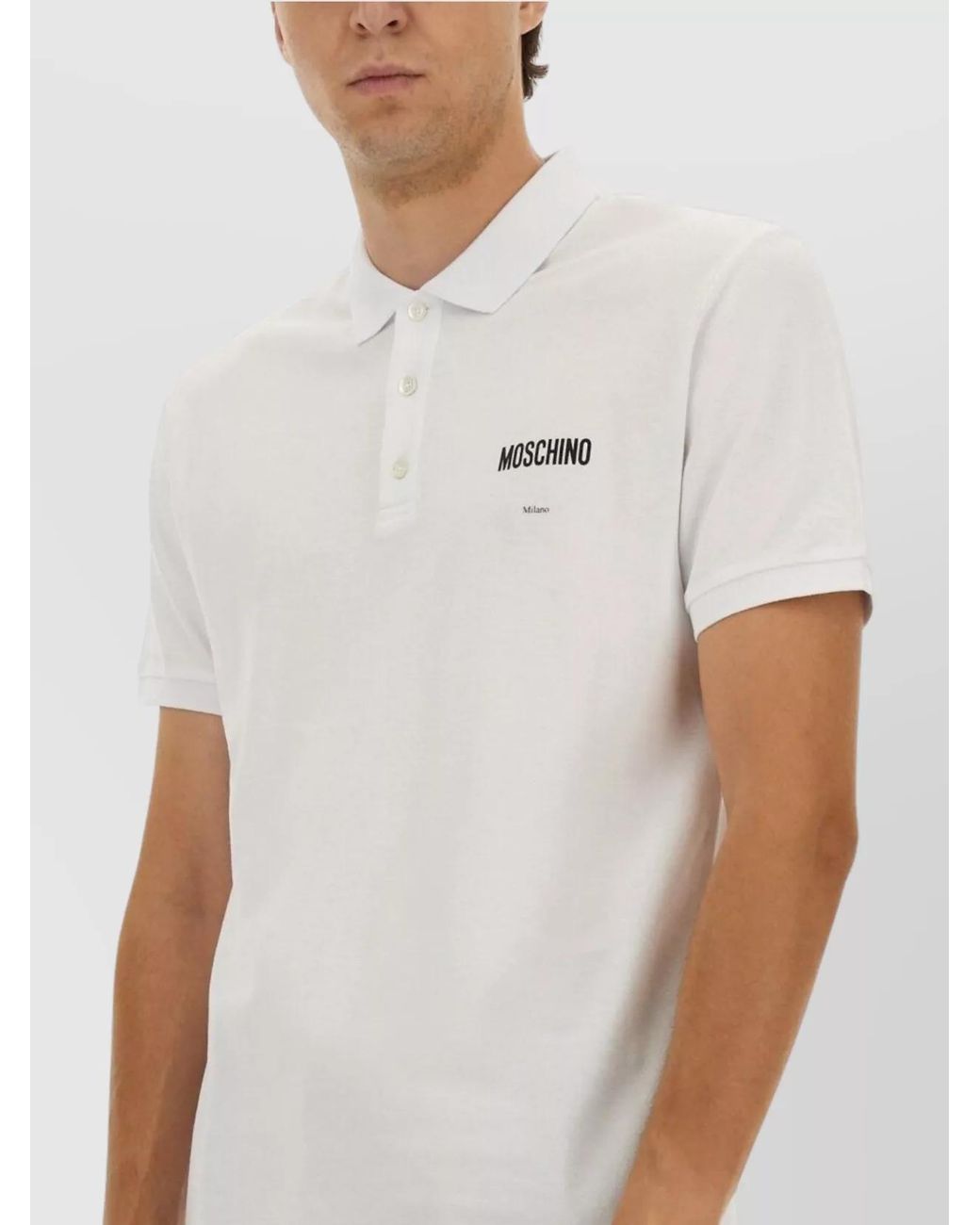 Moschino White Cotton Short-Sleeve Polo Shirt for men