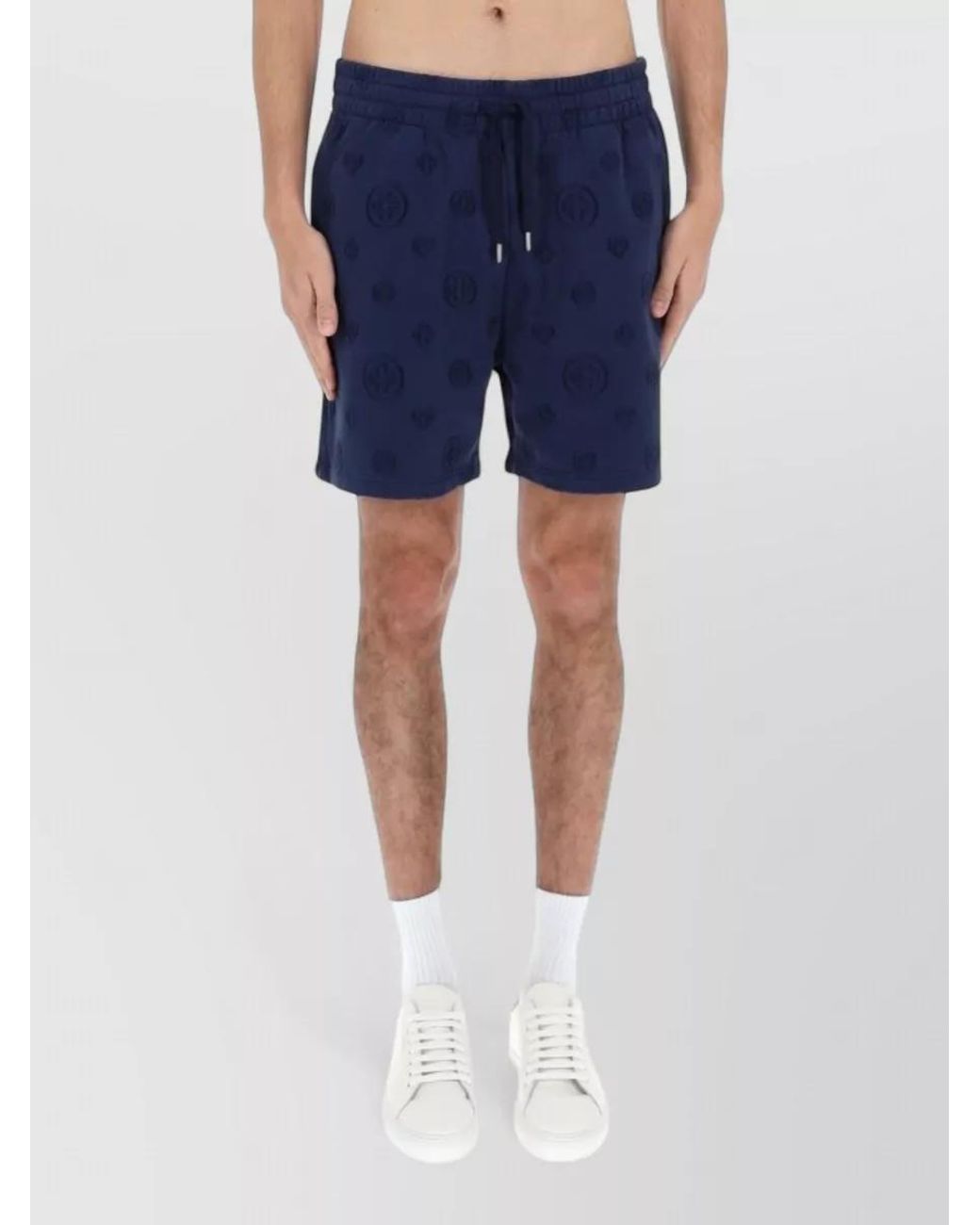 Casablanca Blue Organic Cotton Logo Deck Shorts for men