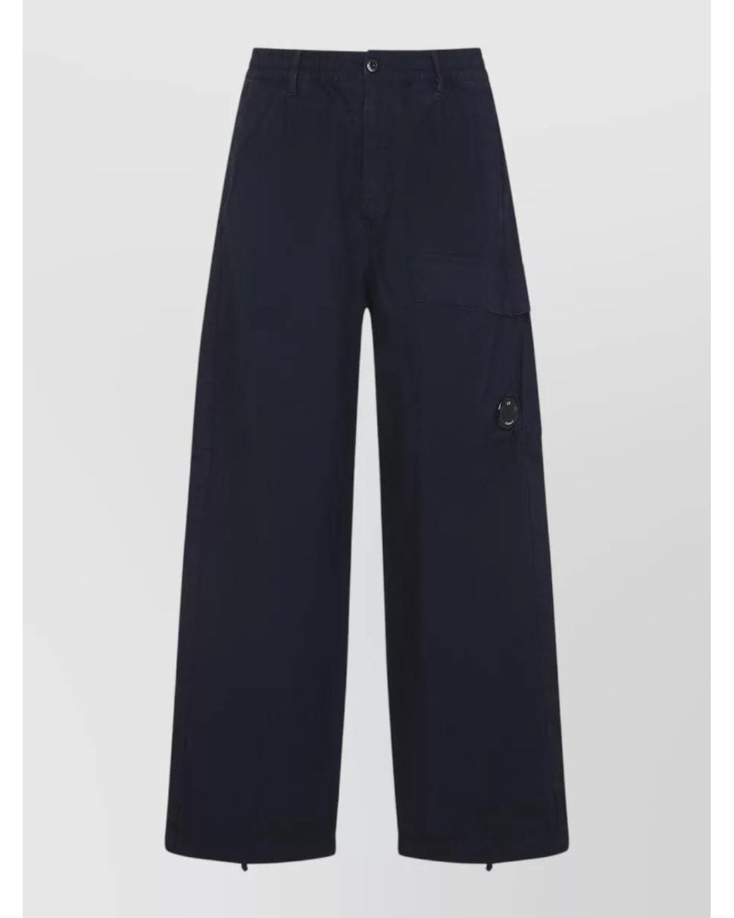C P Company Blue Cotton Wide-Leg Cargo Pants for men