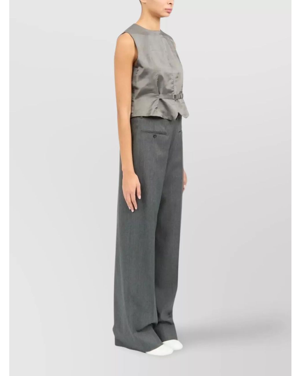 MM6 by Maison Margiela Gray Viscose Sleeveless Top