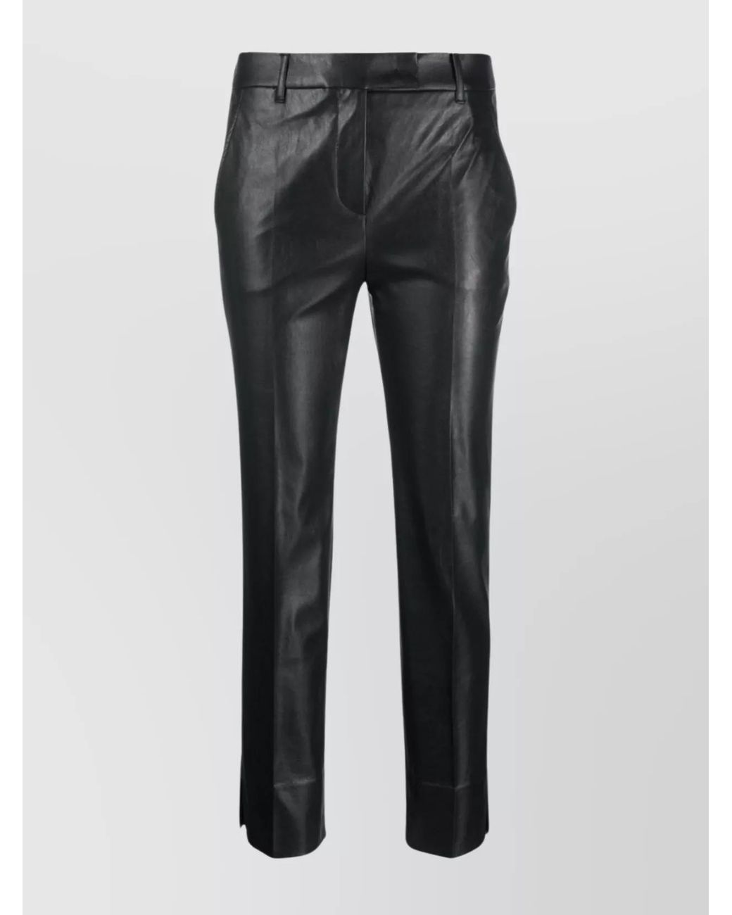 Incotex Gray Slim Fit Faux Leather Trousers