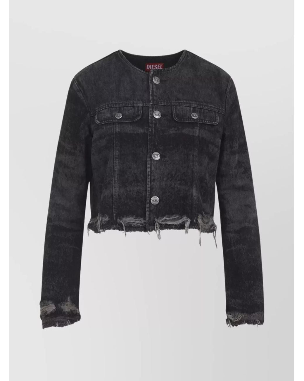 DIESEL Blue Denim Cropped Collarless Jacket