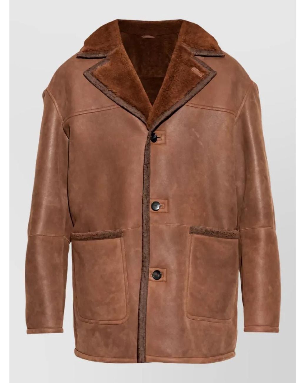 Etro Brown Shearling Reversible Coat for men