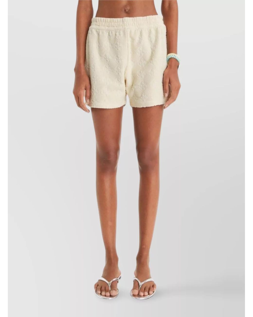 Tory Burch Natural Logo-Jacquard Knee-Length Shorts