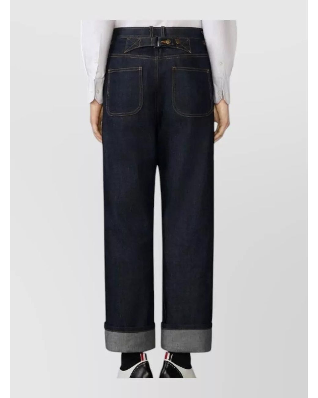 Thom Browne Blue Denim High-Rise Straight-Leg Jeans