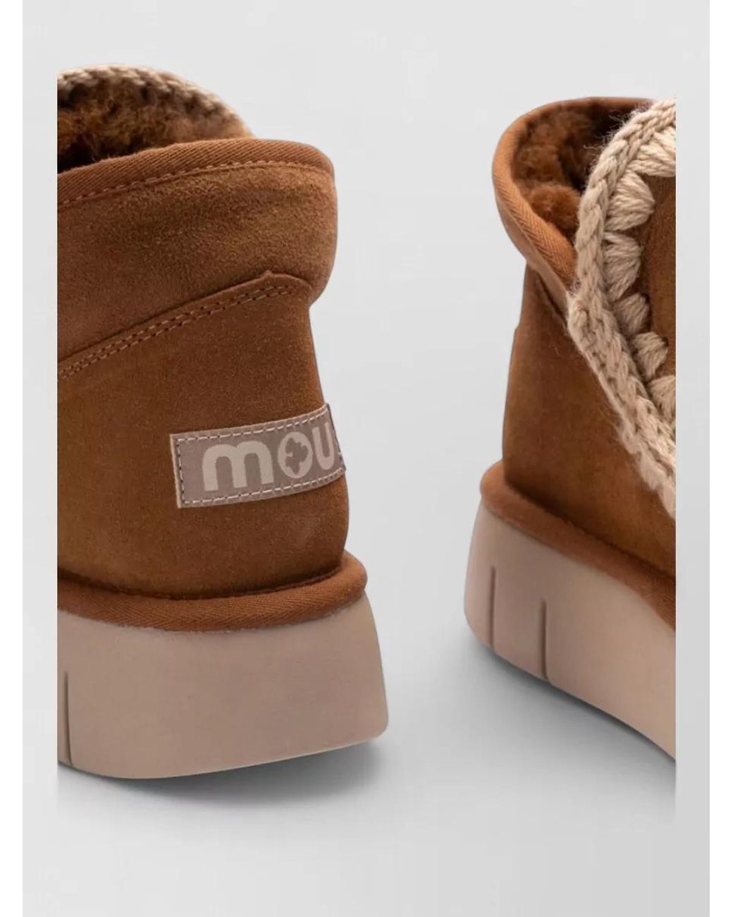 Mou Brown Shearling Ankle-Length Slippers