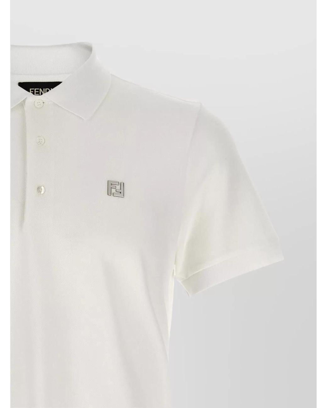 Fendi White Cotton Piqué Regular-Fit Short-Sleeve Polo Shirt for men