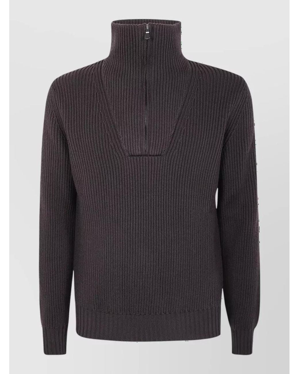 Filippo De Laurentis Gray Half Zip Virgin Wool Jumper for men