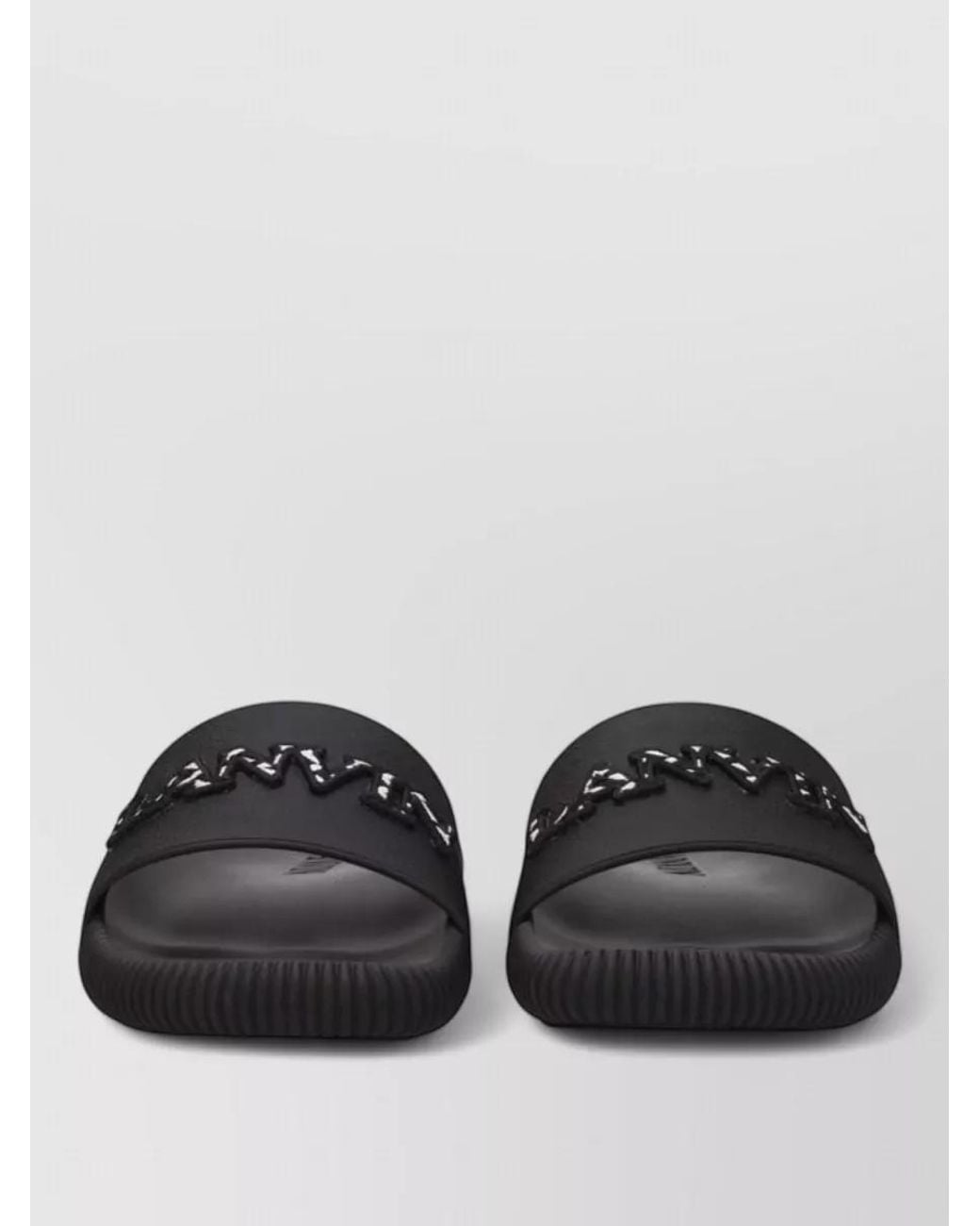Lanvin Black Embellished Logo Slides