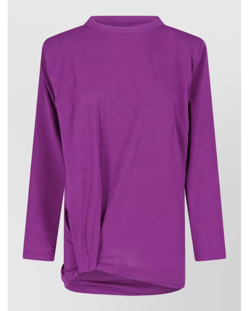 Balenciaga Purple Fine-Jersey Asymmetric Knotted Long-Sleeve T-Shirt