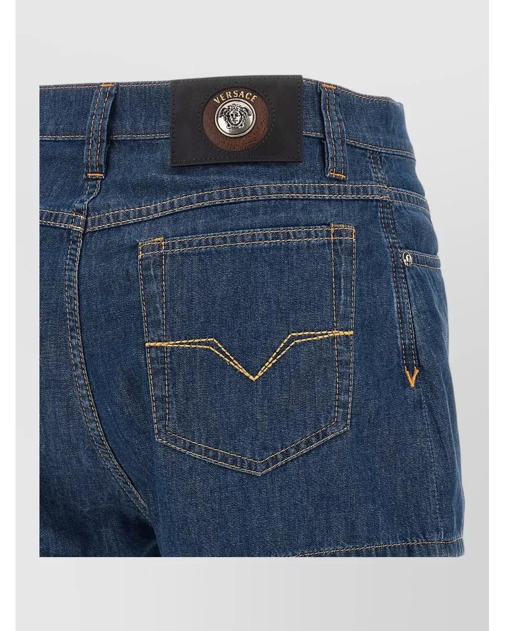 Versace Blue High-Rise Denim Shorts