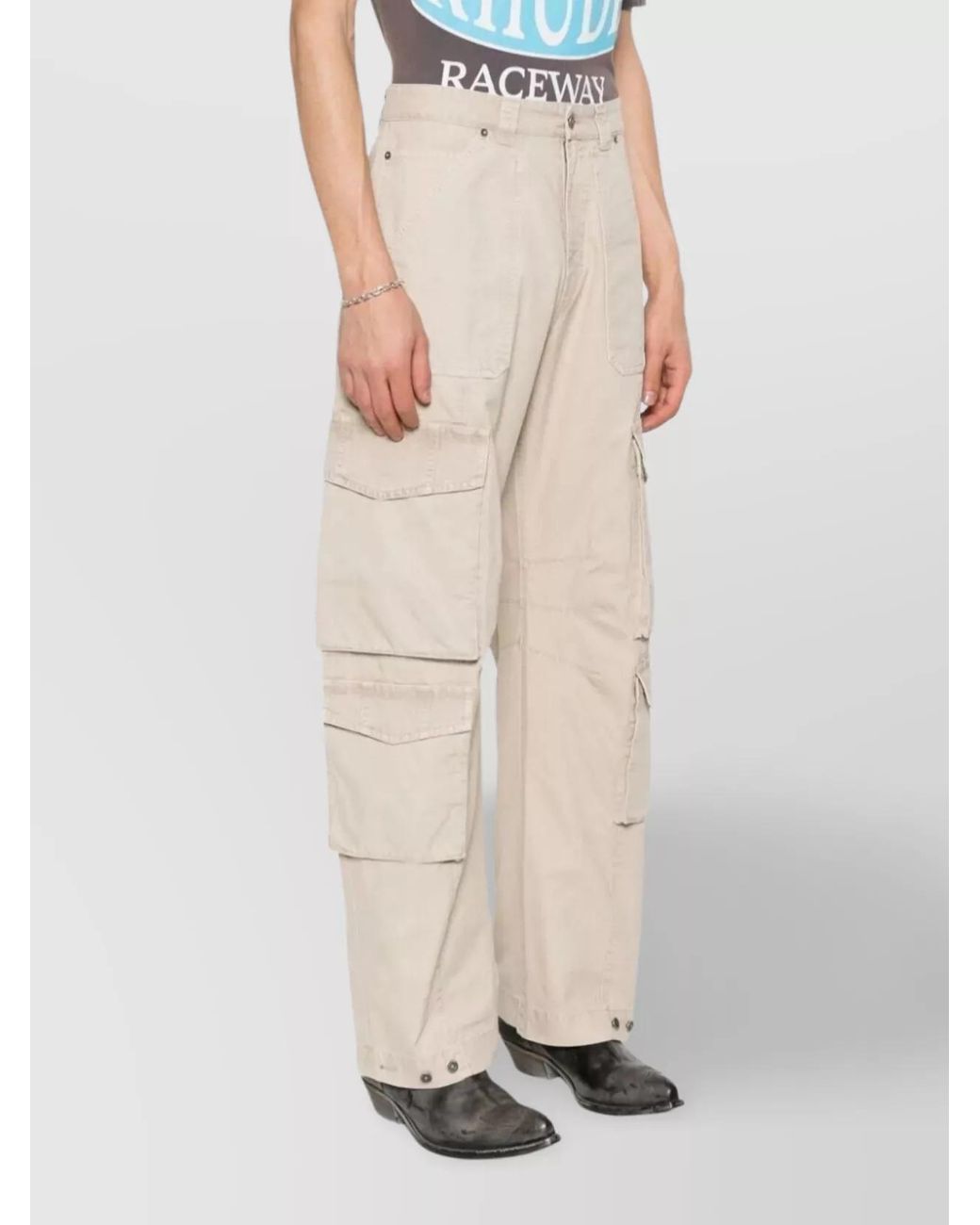 Golden Goose Deluxe Brand Natural Trousers Straight Leg Multiple Pockets for men