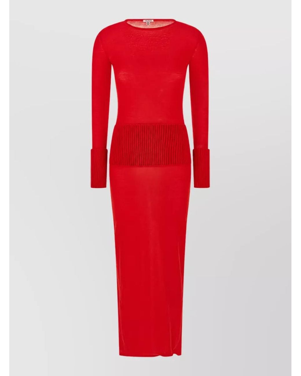 Alaïa Red Wool Bodycon Knitted Dress