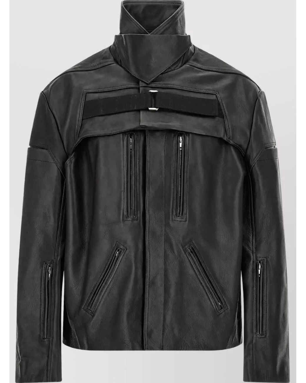 Rick Owens Black Leather Modular Jacket for men