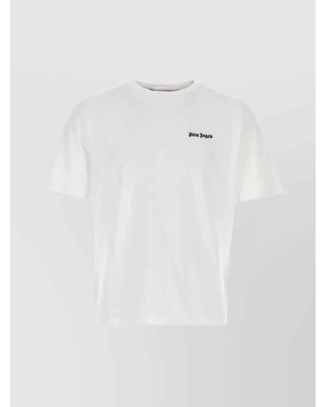 Palm Angels White Cotton Embroidered Logo Crew-Neck T-Shirt for men