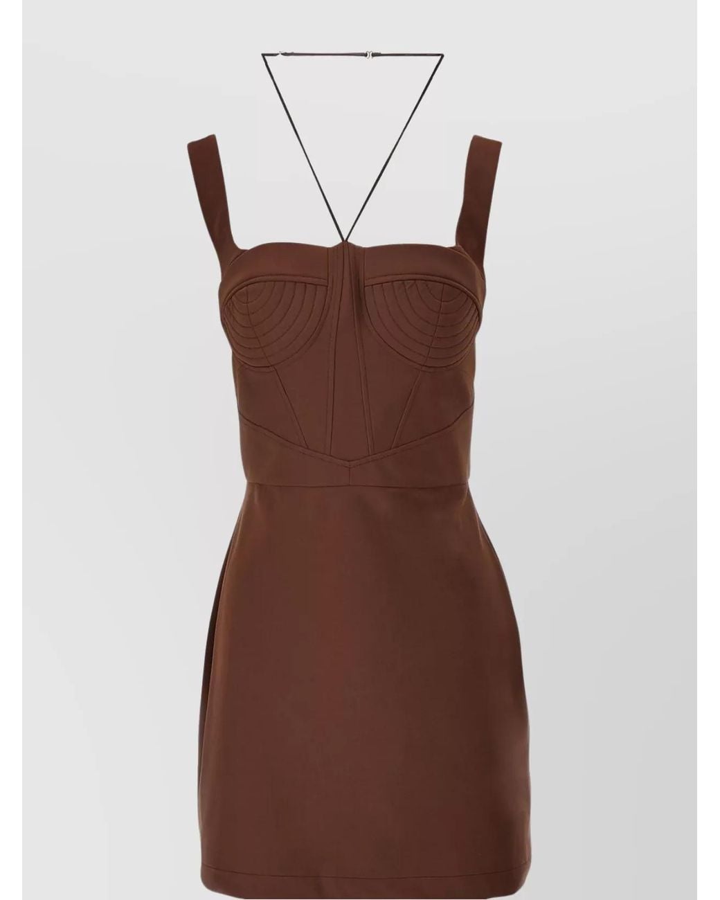 Nensi Dojaka Brown Asymmetric Cutout Mini Dress