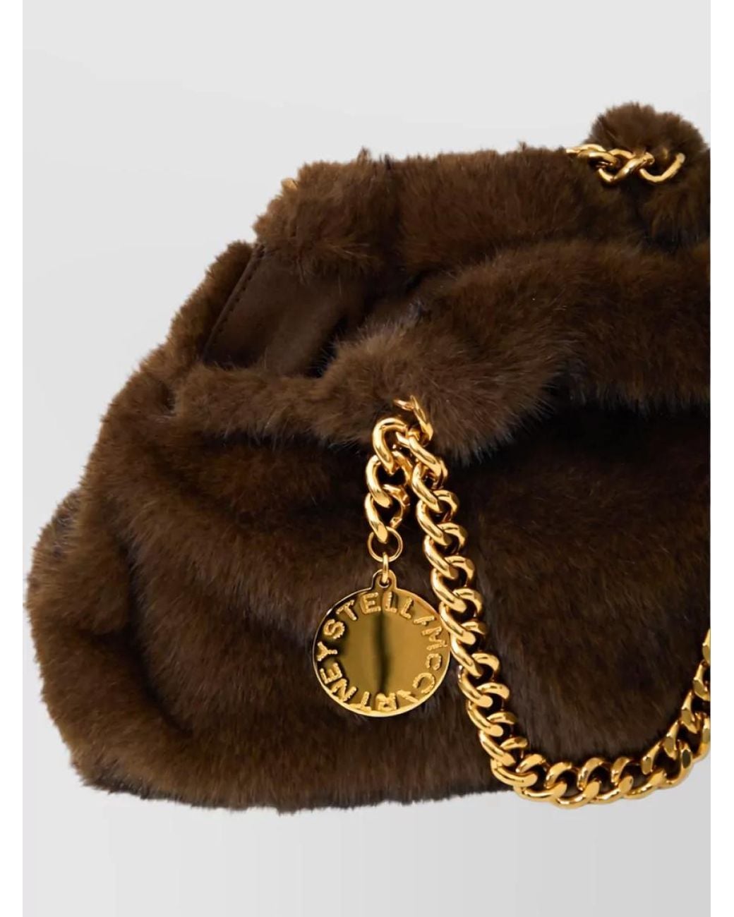 Stella McCartney Brown Falabella Mini Plush Clutch Bag