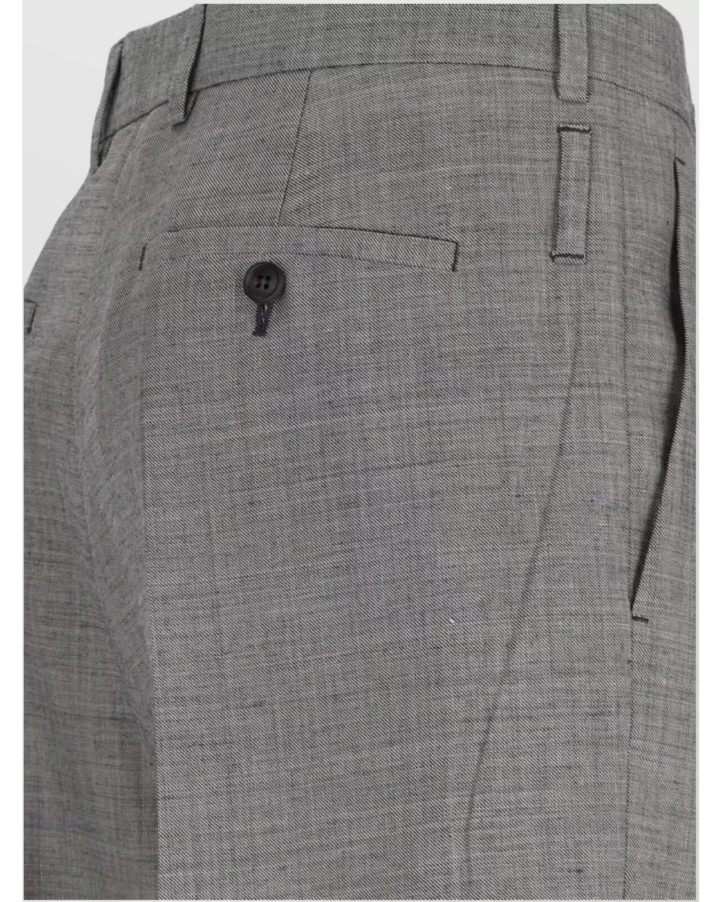 Prada Gray Wool Straight-Leg Trousers