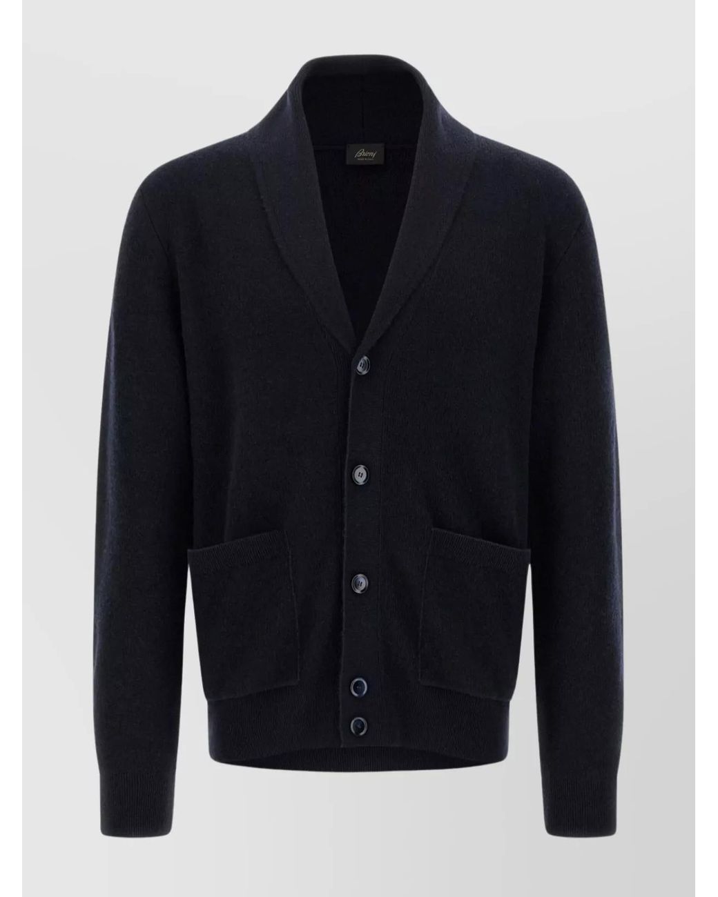 Brioni Blue Cashmere Wool Shawl Collar Cardigan for men