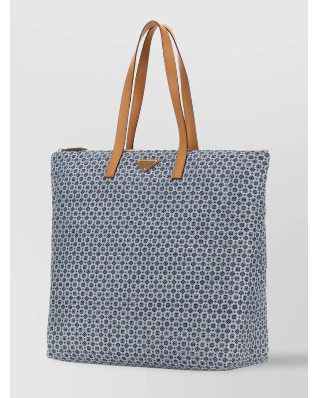 Prada Blue Printed Two-Tone Re-Nylon Tote Bag for men