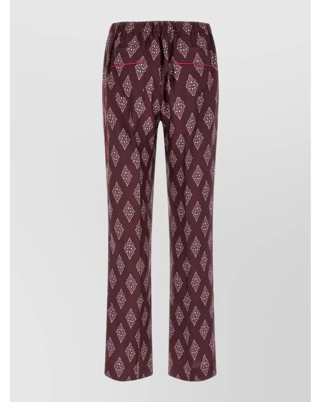 F.R.S For Restless Sleepers Red Silk High-Rise Straight-Leg Piped Lounge Trousers