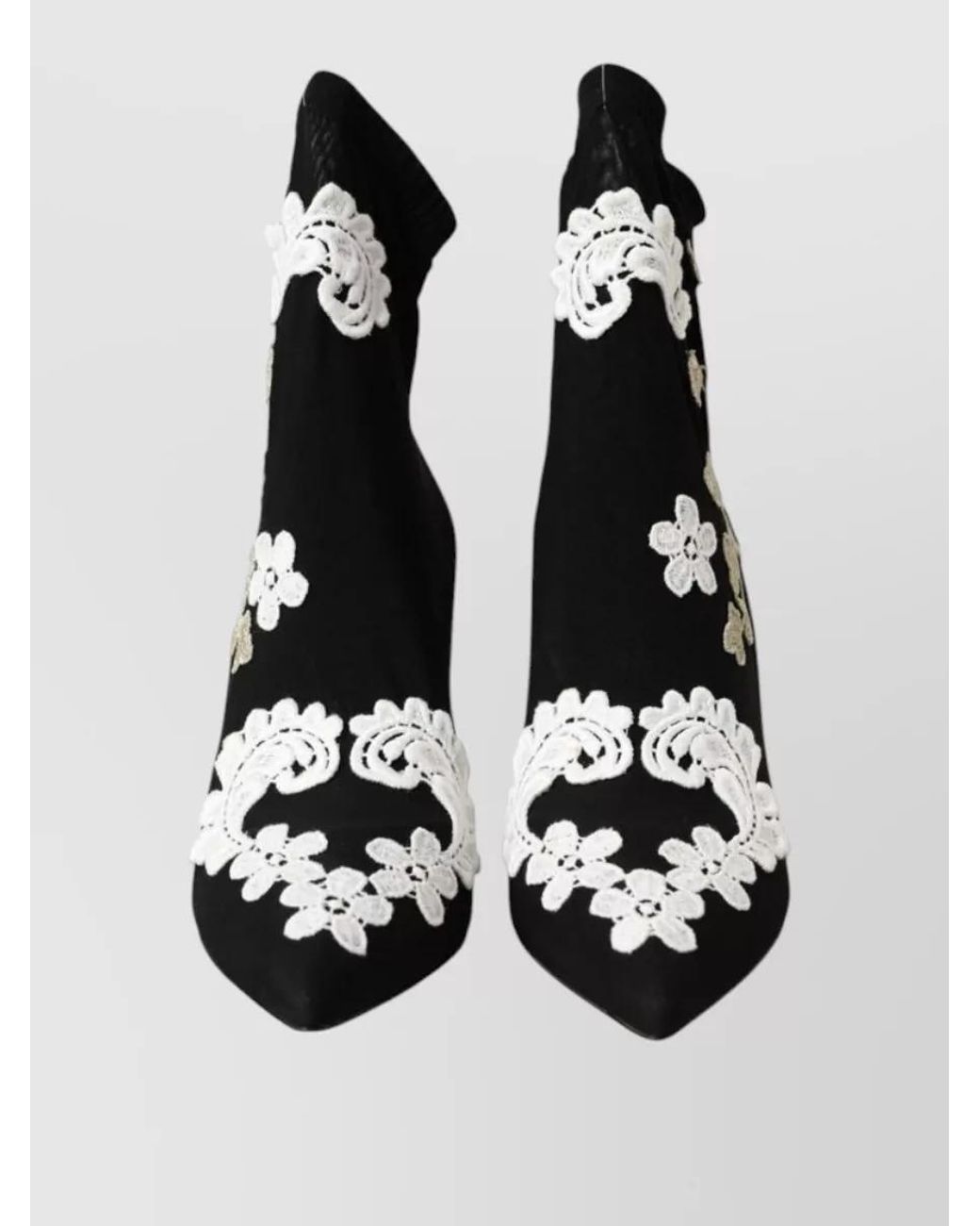 Dolce & Gabbana Black Embroidered Ankle Boots