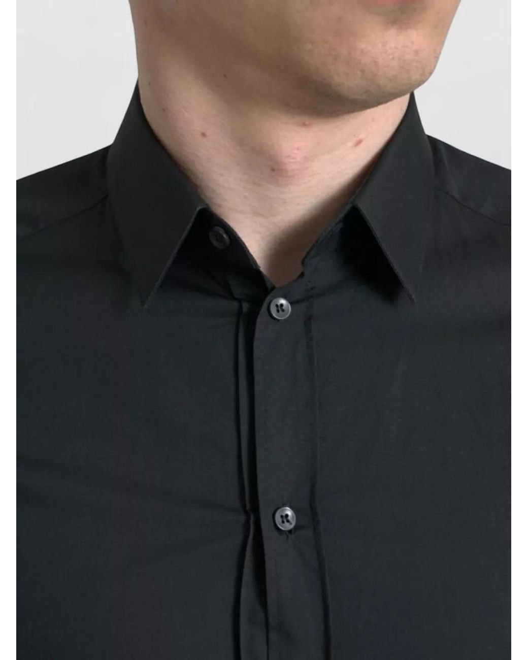 Dolce & Gabbana Black Silk Blend Formal Dress Shirt for men