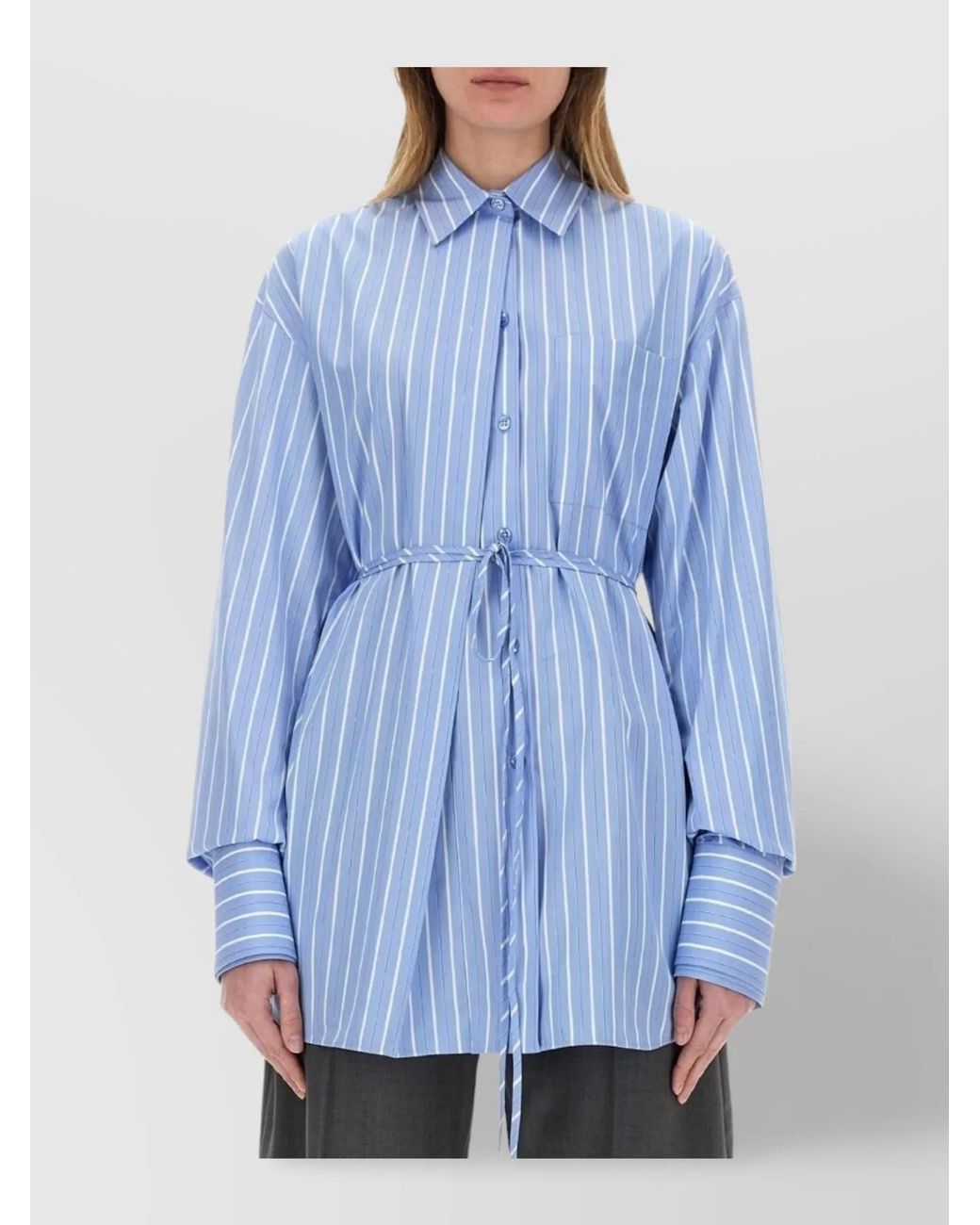 Sportmax Blue Cotton Oversized Shirt
