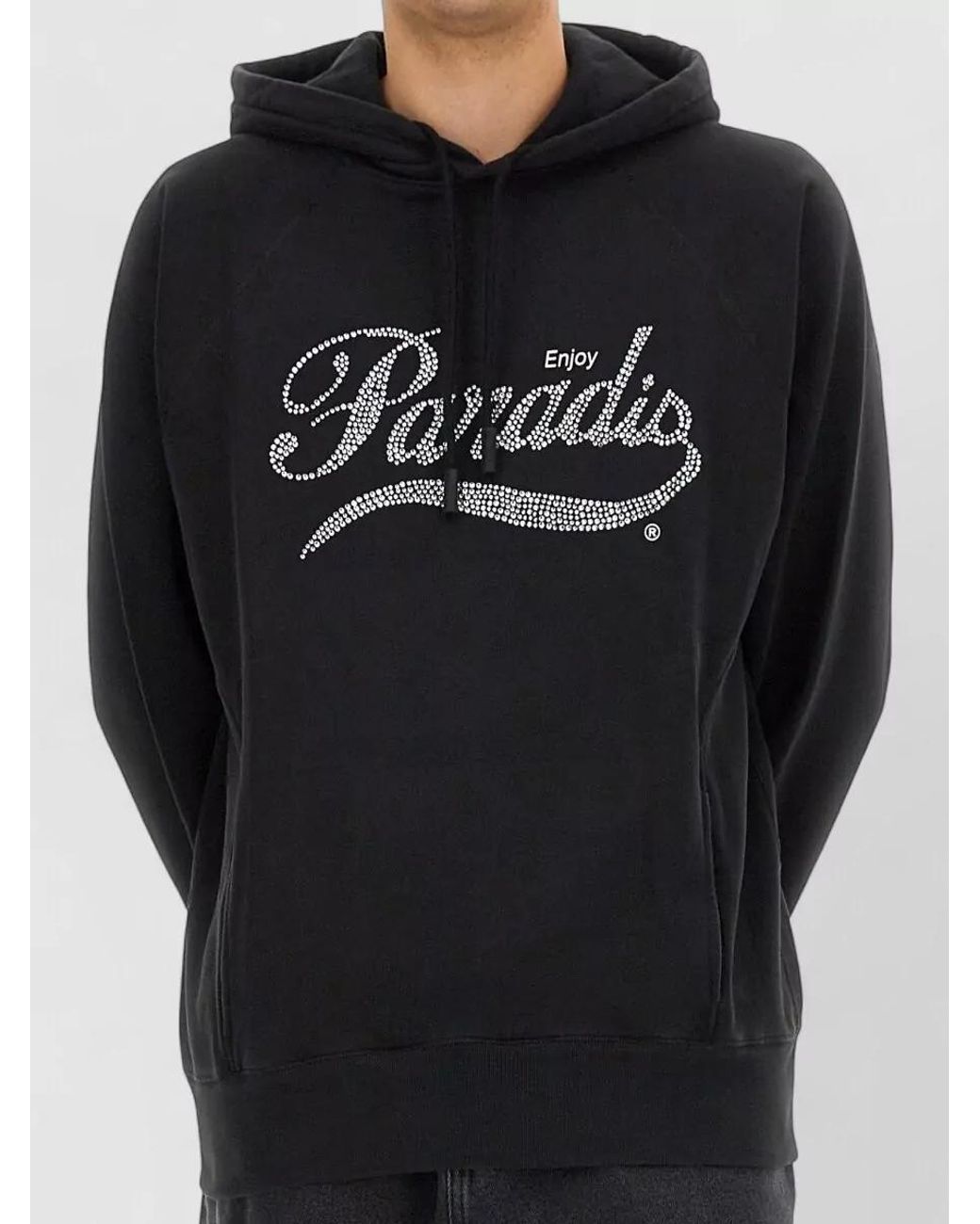 3.PARADIS Black Cotton Hoodie for men