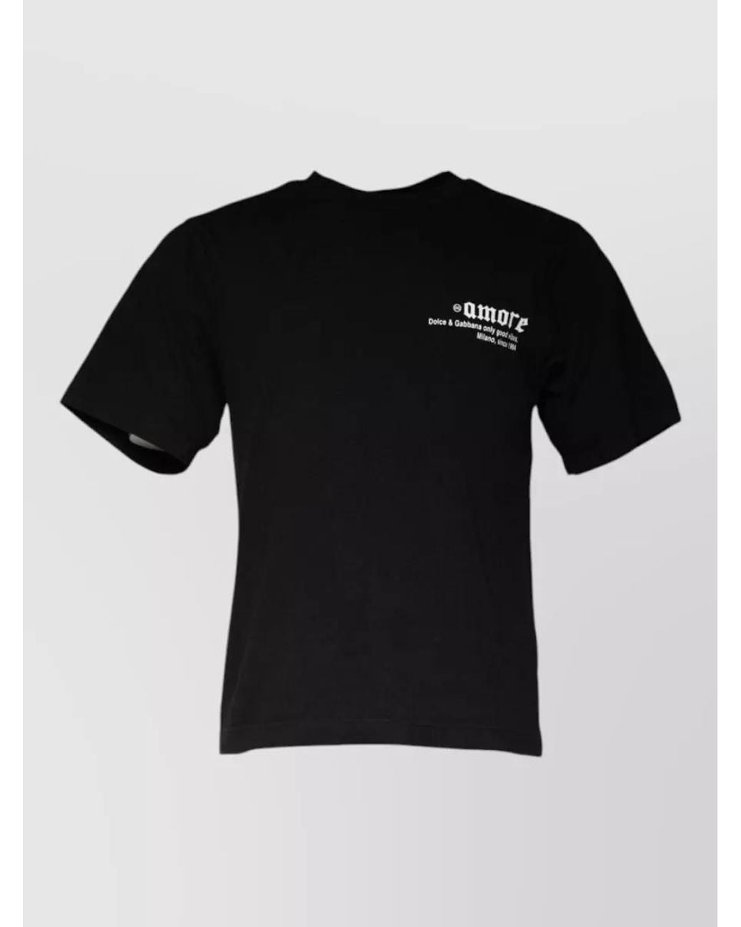 Dolce & Gabbana Black Amore Print Cotton Crew Neck T-Shirt for men