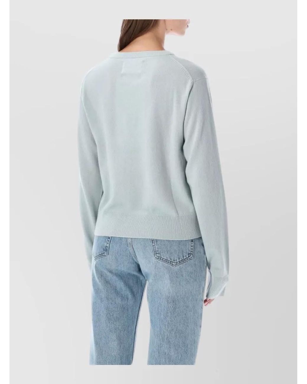 Extreme Cashmere Blue Cashmere Ribbed Crew Neck Jumper