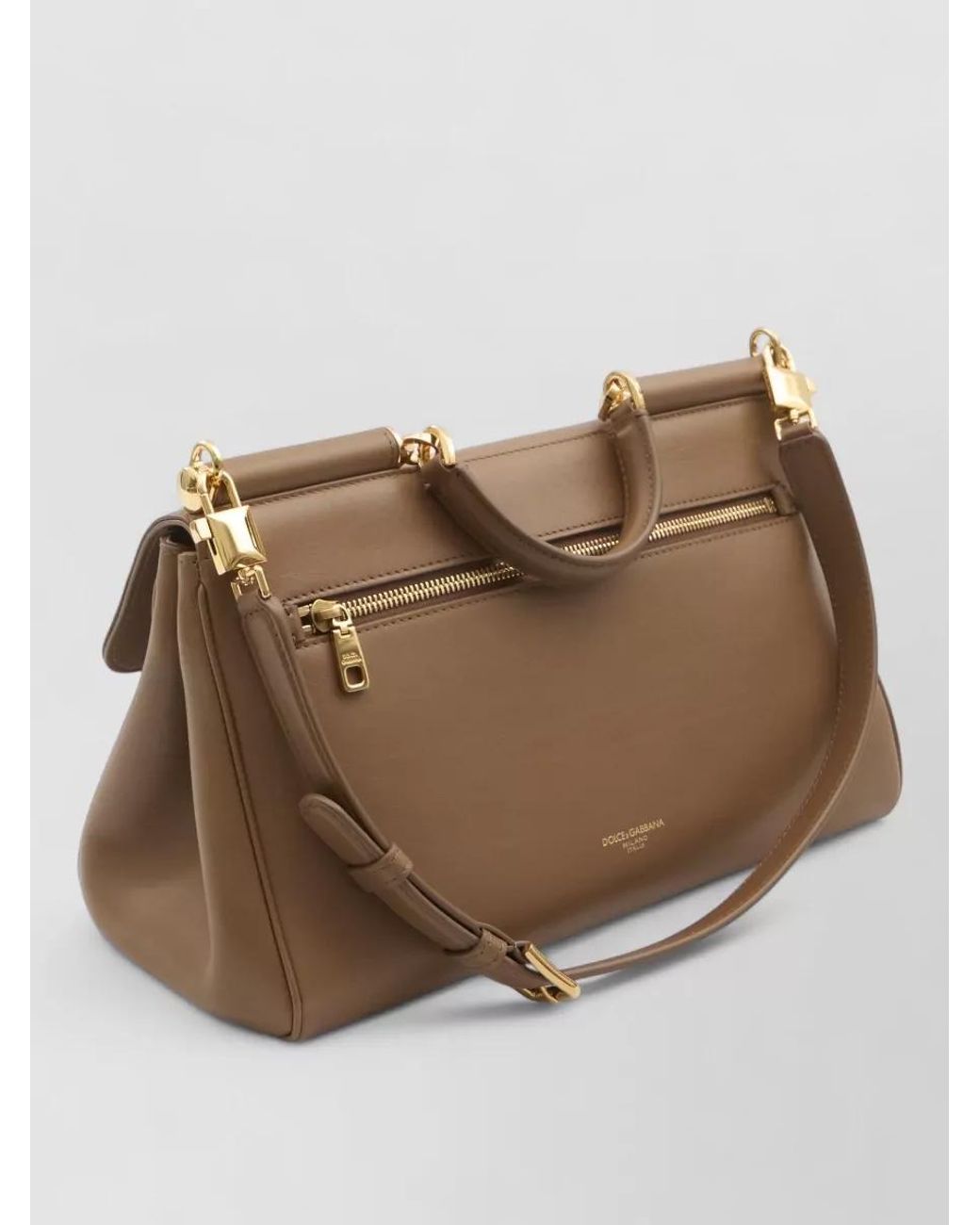 Dolce & Gabbana Brown My Sicily Medium Leather Tote Bag