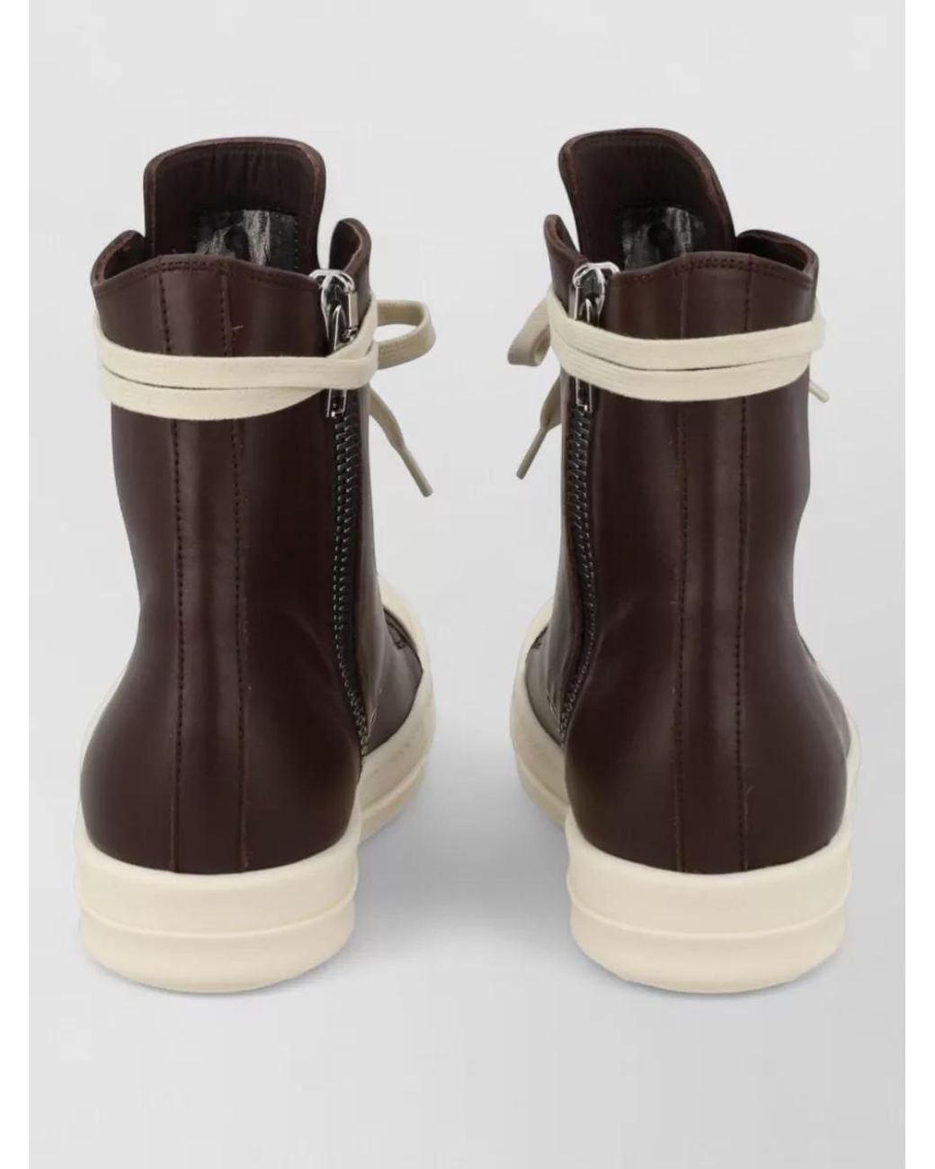Rick Owens Natural Leather High-Top Sneakers