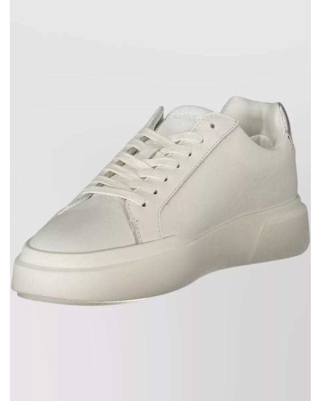 Calvin Klein White Leather Lace-Up Sneakers