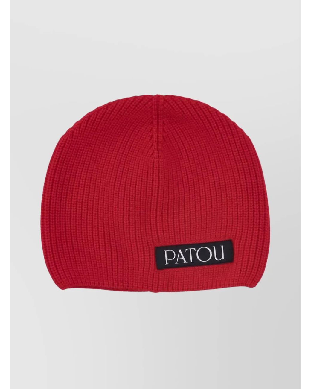Patou Red Ribbed Cashmere Beanie